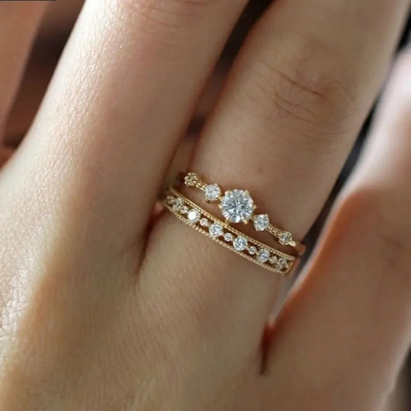 NEW! Dainty “Delphine” 18K Diamond Engagement Ring - Picture 2 of 9